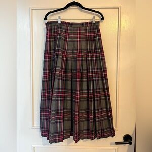 Vintage "Glenscot for Nordstrom"  Pink and Gray Tartan Plaid Pleated Midi Skirt